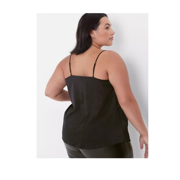 LANE BRYANT NWT Women's Size 18 Black Satin Cami Classic Sleeveless Adjustable - Picture 2 of 7